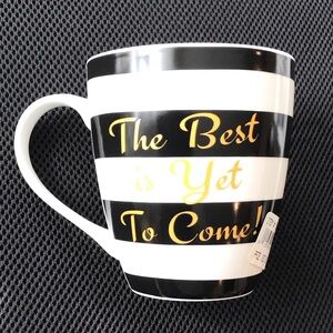 Pfaltzgraff Black and White Mug with Gold Text NWT